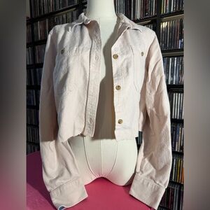 L.L. Bean Women's Creamy Pale Pink Cropped Jean Jacket Size Large